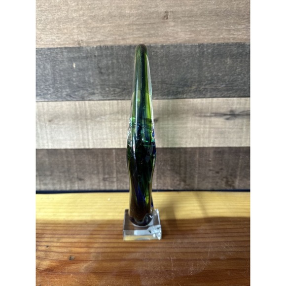 Art Glass Couple Holding Hands Blue Green 11.5”-flaws - Picture 5 of 6